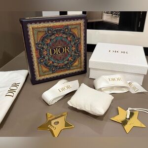 Dior Multicolor Decorative Box with Gold and White Accessories + Dior white box